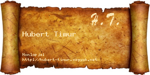 Hubert Timur névjegykártya